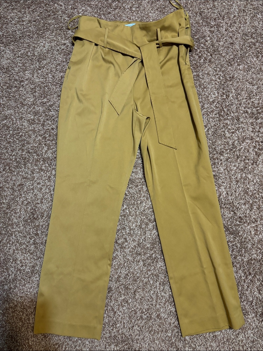 ANTONIO MELANI Mustard High-Waist Paperbag Trousers